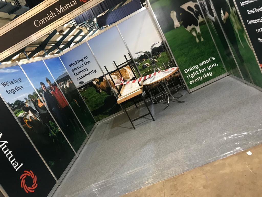 Cornish Mutual shell scheme stand โ indoor show