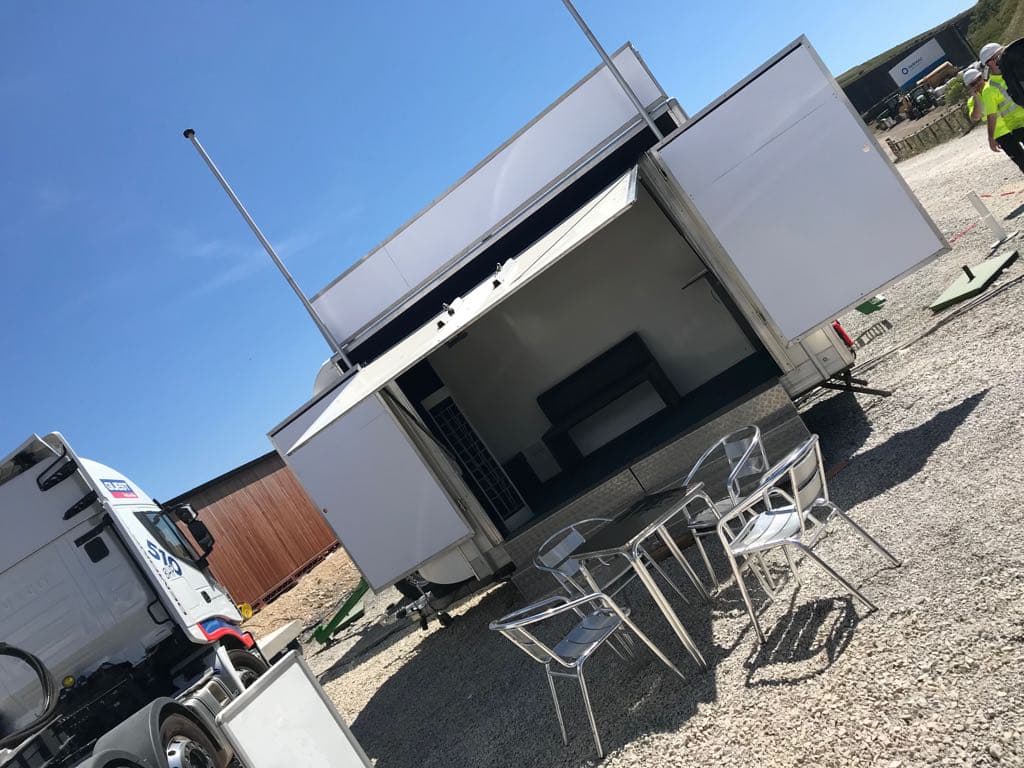 Exhibition trailer open for business